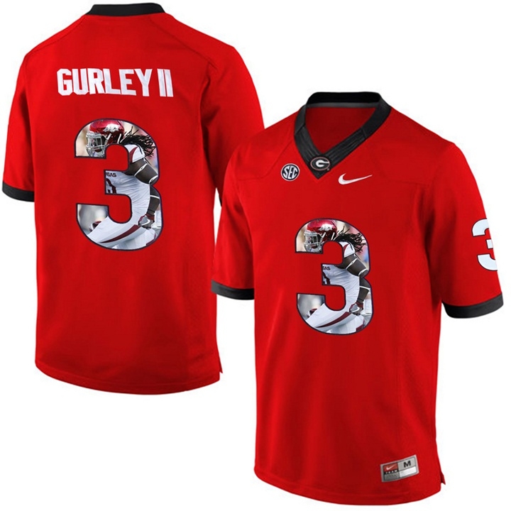 Georgia Bulldogs Men's NCAA Todd Gurley II #3 Red Player Art Printing Player Portrait Limited College Football Jersey EFD8649OC